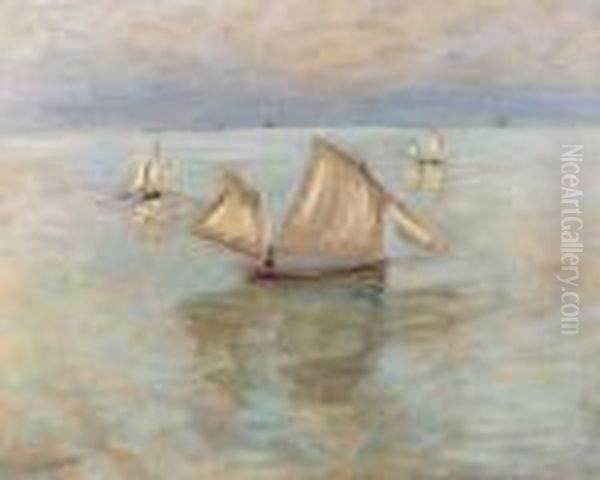 Barques De Pche Pourville Oil Painting by Claude Oscar Monet