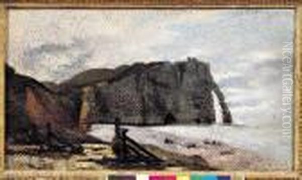 Etretat, Porte Et Falaise D'aval Oil Painting by Claude Oscar Monet