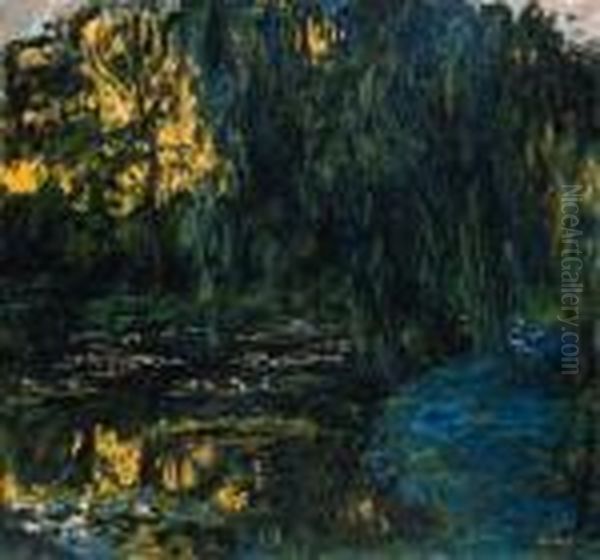 Vue Du Bassin Aux Nymphas Avec Saule Oil Painting by Claude Oscar Monet