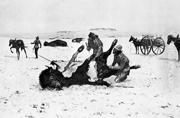 Taking the Robe Oil Painting by Frederic Remington