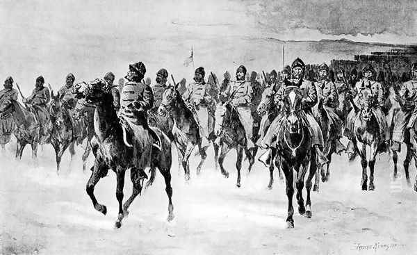 Miles's Army at Pine Ridge Oil Painting by Frederic Remington