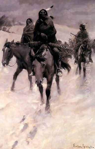 On the Trail Oil Painting by Frederic Remington