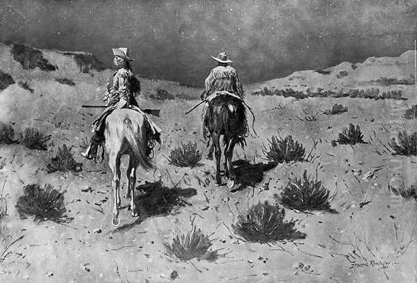 Government Scouts-Moonlight Oil Painting by Frederic Remington