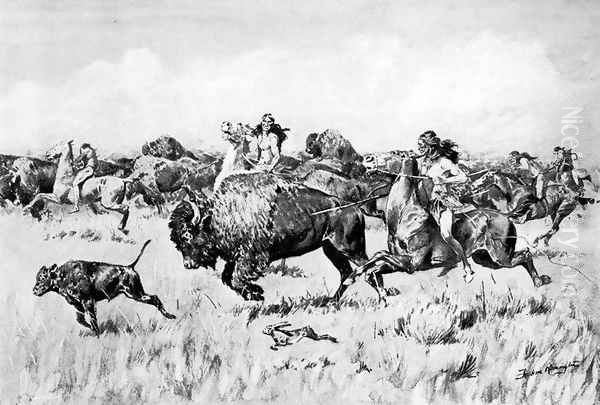 Her Calf Oil Painting by Frederic Remington