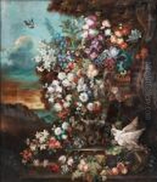 Still Life Of Flowers Oil Painting by Jean-Baptiste Monnoyer