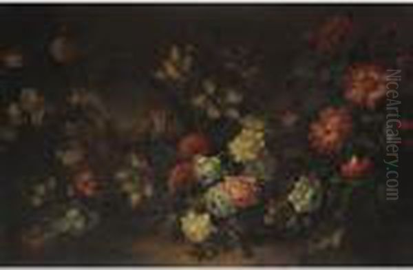 Still Life Of Flowers Oil Painting by Jean-Baptiste Monnoyer