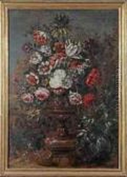 Bouquet De Fleurs Dans Une Vasque Oil Painting by Jean-Baptiste Monnoyer