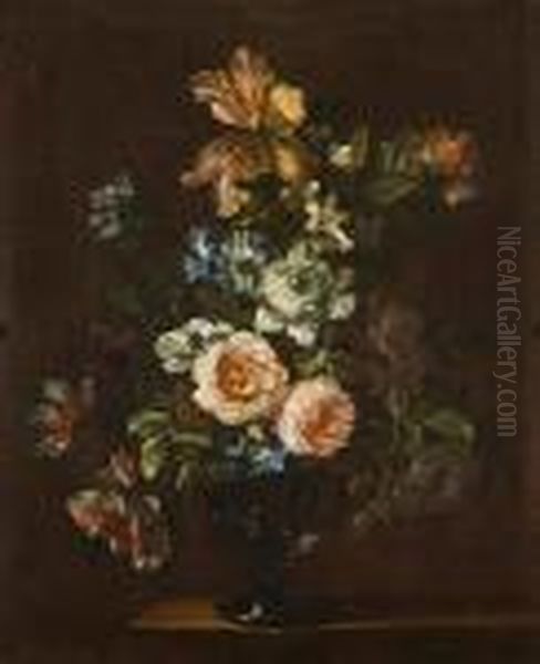 A Still Life Of Flowers In A Vase Oil Painting by Jean-Baptiste Monnoyer