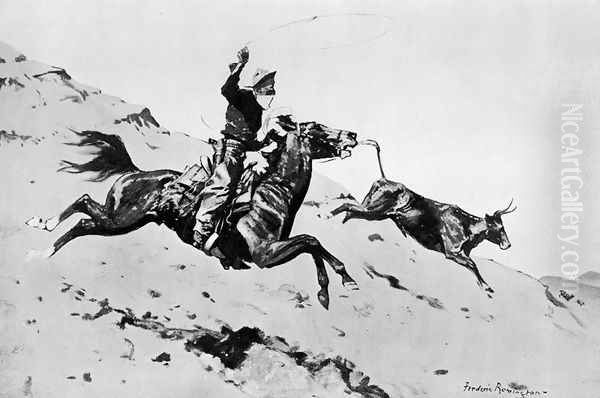 Over the Foot-Hills Oil Painting by Frederic Remington