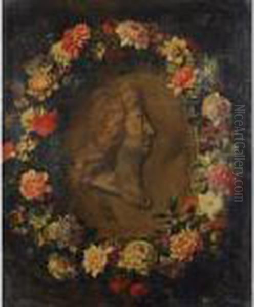 Appartenant A Une Collection 
Particuliere
 

 
 
 

 
 Guirlande De Fleurs Avec Anemones Entourant Le Portrait De 
Louis Xiv En Medaillon [ ; Garland Of Flowers With The Portrait Of Louis
 Xiv In Profile ; Oil Oil Painting by Jean-Baptiste Monnoyer