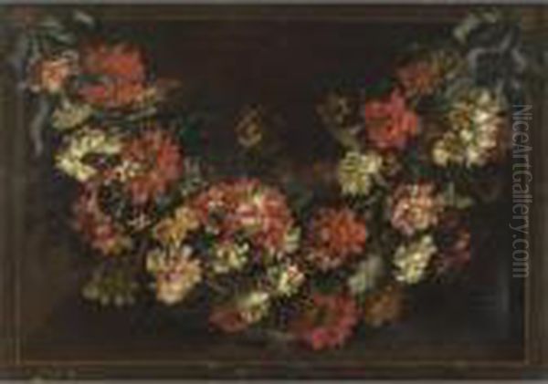 Ghirlanda Di Fiori Oil Painting by Jean-Baptiste Monnoyer