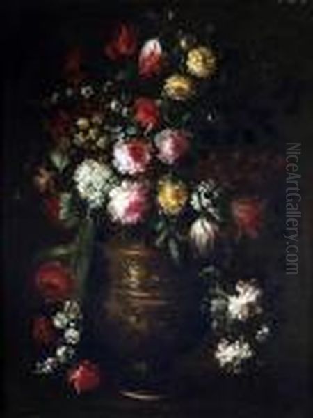 Still Life Of Flowers In An Urn Oil Painting by Jean-Baptiste Monnoyer