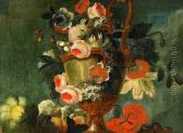 Frukt Och Blomsterstilleben Oil Painting by Jean-Baptiste Monnoyer