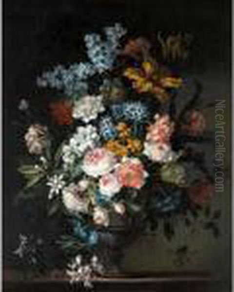 A Still Life Of Flowers In A Vase Oil Painting by Jean-Baptiste Monnoyer