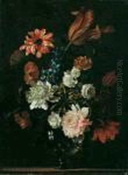 Zugeschrieben Blumenstilleben. Ol Auf Leinwand . H 44,5; B 33 Cm Oil Painting by Jean-Baptiste Monnoyer