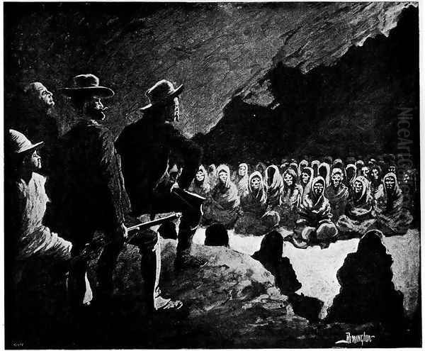 In the Cave of the Dead Oil Painting by Frederic Remington