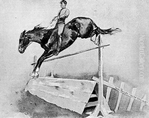 Five-Foot Hurdle Bareback Oil Painting by Frederic Remington