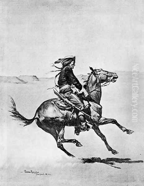 One of the Fort Keogh Cheyenne Scout Corps, Commanded by Lieutenant Casey Oil Painting by Frederic Remington