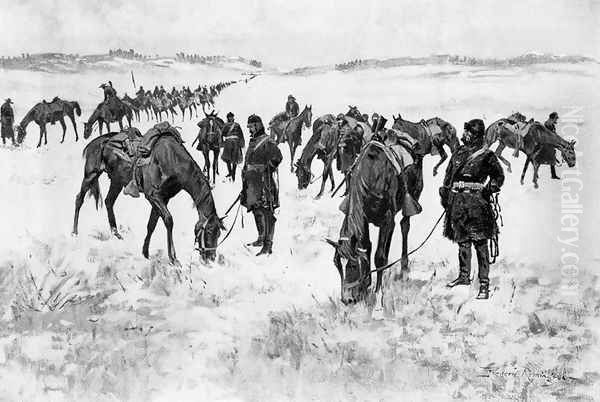 Cavalry Column out of Forage Oil Painting by Frederic Remington