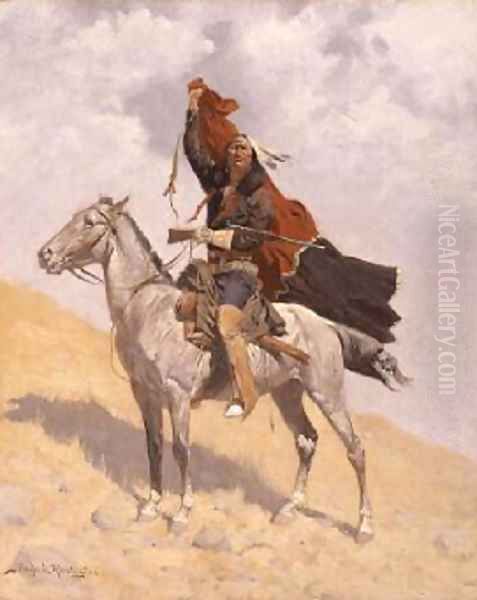 The Blanket Signal 1896 Oil Painting by Frederic Remington