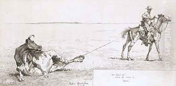 Roped Oil Painting by Frederic Remington