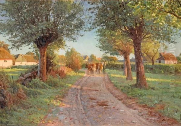 Summer Evening Oil Painting by Peder Mork Monsted