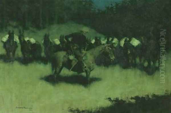 Scare in a Pack Train Oil Painting by Frederic Remington