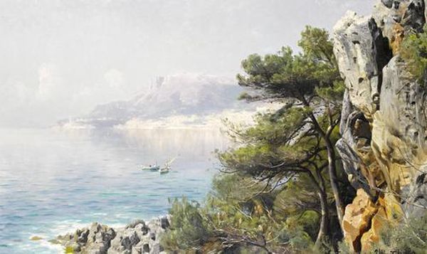 View Of Monte Carlo Bay Oil Painting by Peder Mork Monsted