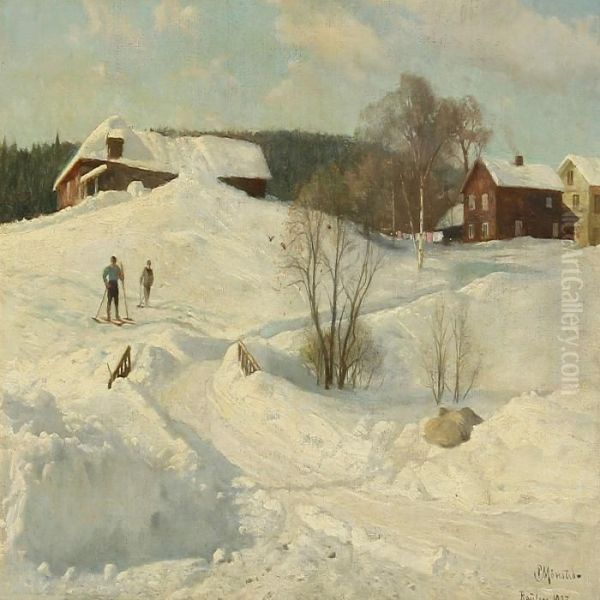 Fabriken >proven< Ved Raufoss I Norge Oil Painting by Peder Mork Monsted