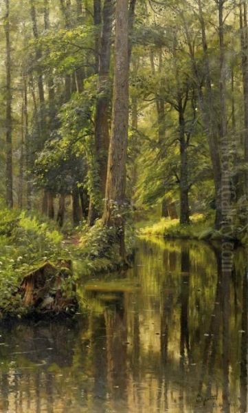 Forest Brook Oil Painting by Peder Mork Monsted