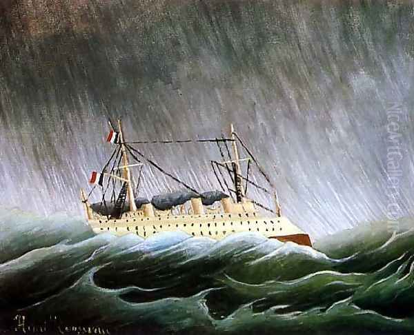 The Boat In The Storm Oil Painting by Henri Julien Rousseau