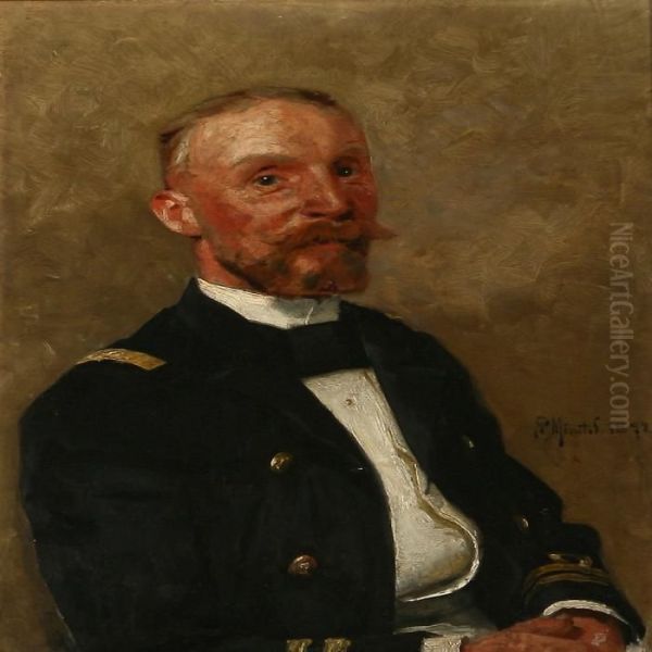 Portrait Of A Navalofficer Oil Painting by Peder Mork Monsted