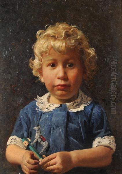 Bimbo Con Giocattolo Oil Painting by Peder Mork Monsted