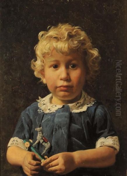 Monsted Ritratto Di Bambino Oil Painting by Peder Mork Monsted