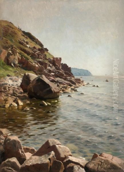 By The Coast At Bornholm Oil Painting by Peder Mork Monsted