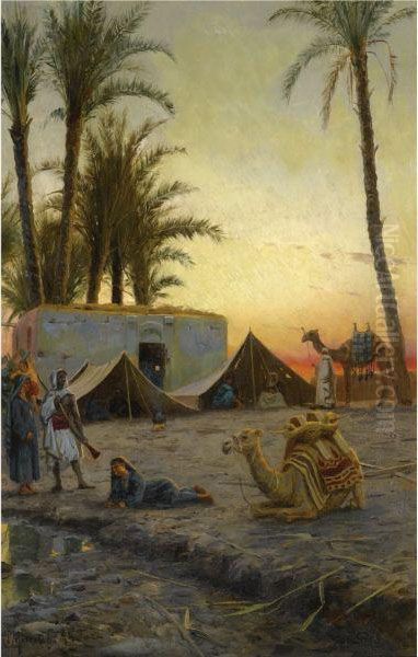 Desert Encampment Oil Painting by Peder Mork Monsted