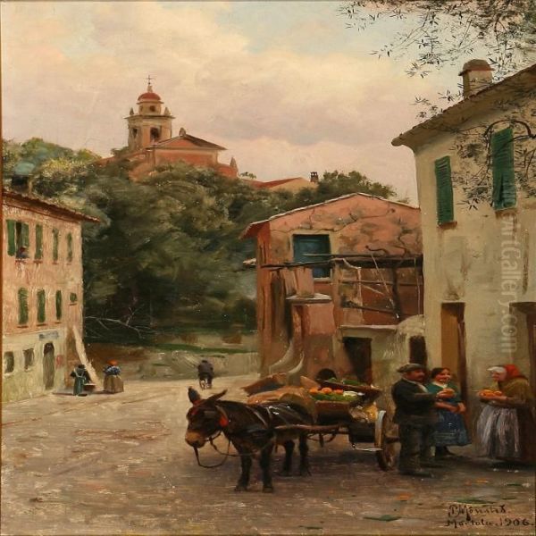 Mortola Oil Painting by Peder Mork Monsted