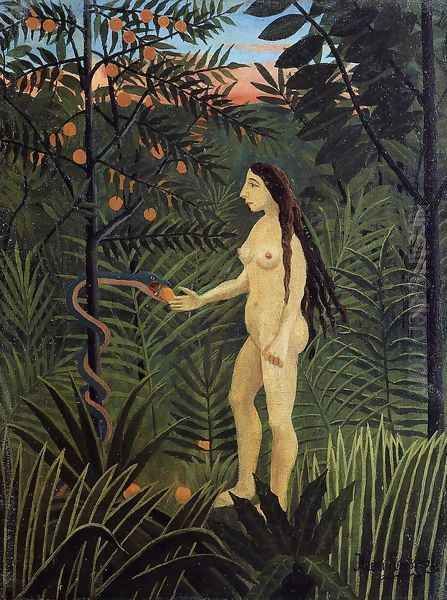 Eve And The Serpent Oil Painting by Henri Julien Rousseau