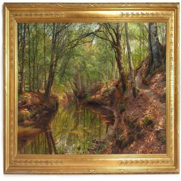 Spring In Saeby Forest Oil Painting by Peder Mork Monsted