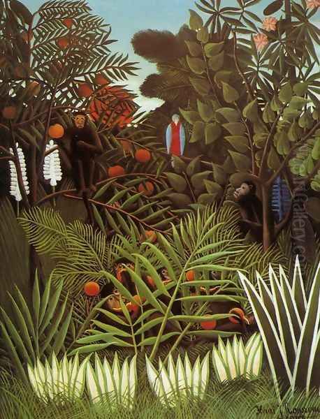 Exotic Landscape Oil Painting by Henri Julien Rousseau