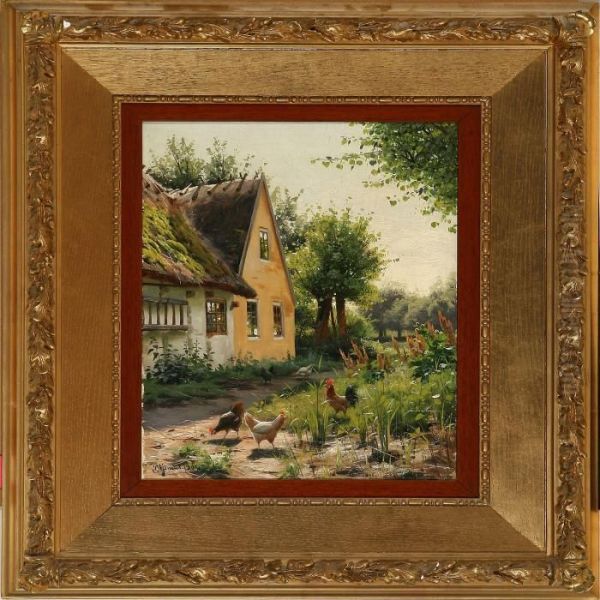 Summer Day At A Farm Oil Painting by Peder Mork Monsted