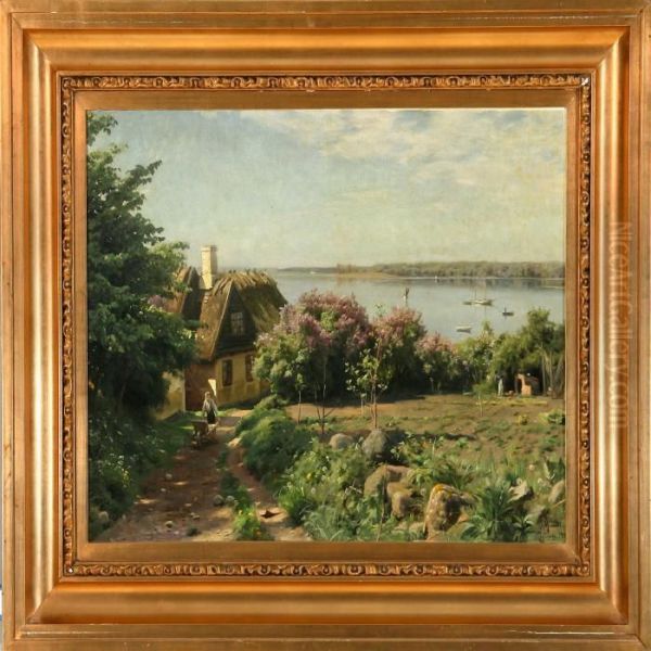 Overlooking Roskilde Bay Seen From Jyllinge Oil Painting by Peder Mork Monsted