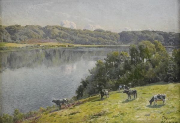 Sommarlandskap - Tulstrup Oil Painting by Peder Mork Monsted