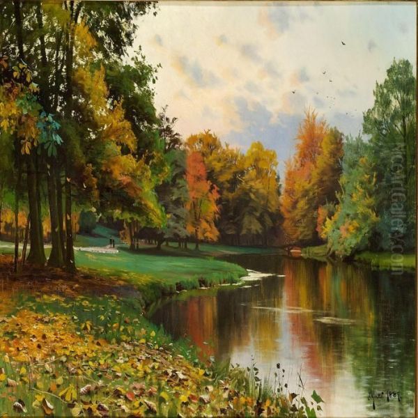 Molleaen On A Day In October Oil Painting by Peder Mork Monsted