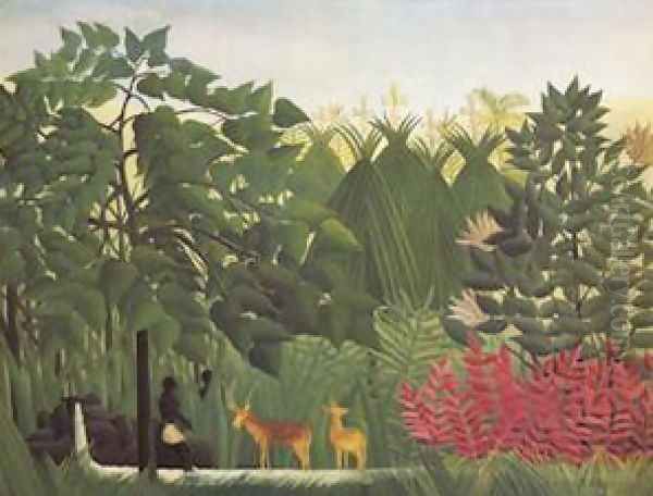 Waterfall Oil Painting by Henri Julien Rousseau