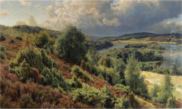 Lyng Bakker Ved Silkeborg Oil Painting by Peder Mork Monsted