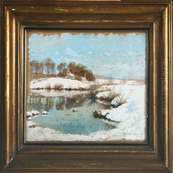 Winther Landscape Oil Painting by Peder Mork Monsted