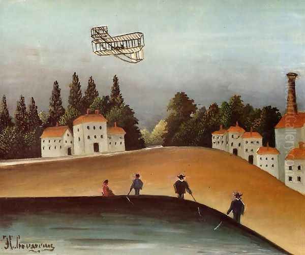 The Fishermen And The Biplane Oil Painting by Henri Julien Rousseau