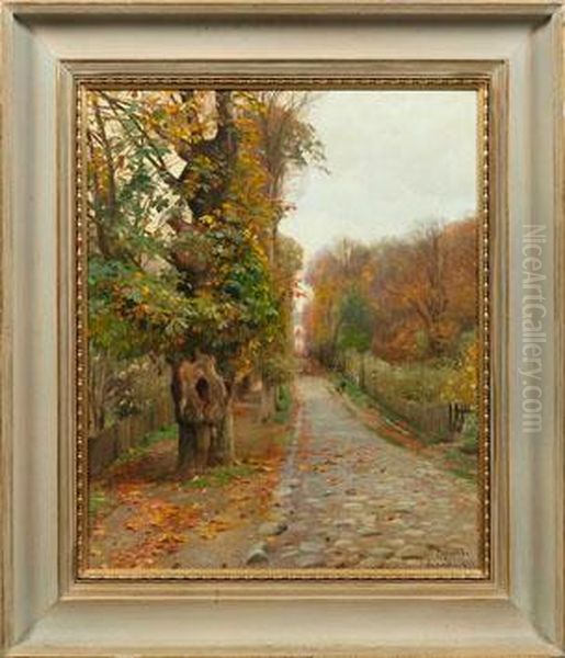 Herbstliche Ansicht Von Schloss Fredensborg Oil Painting by Peder Mork Monsted