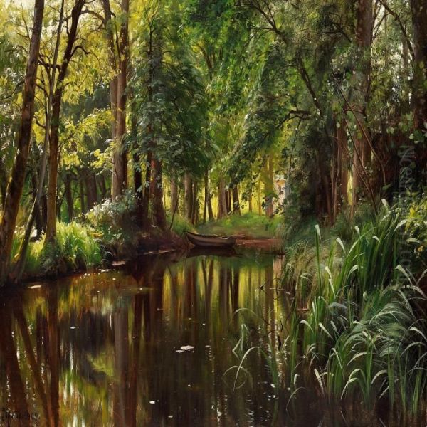 Summer Day In Theforest Oil Painting by Peder Mork Monsted